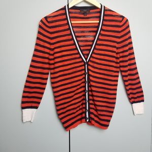 J.Crew stripe gauze orange blue cardigan S